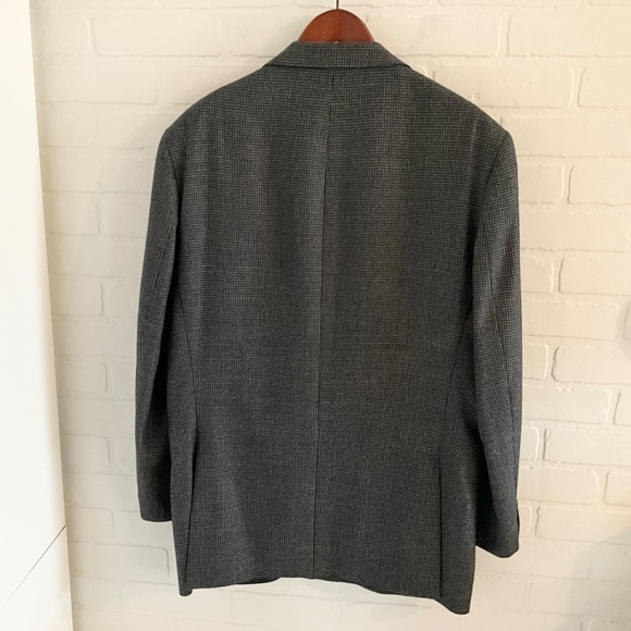 Vintage Men’s Blazer Tweed Houndstooth Gray Black Single Breast Wool Bamboo 44R - Picture 14 of 16